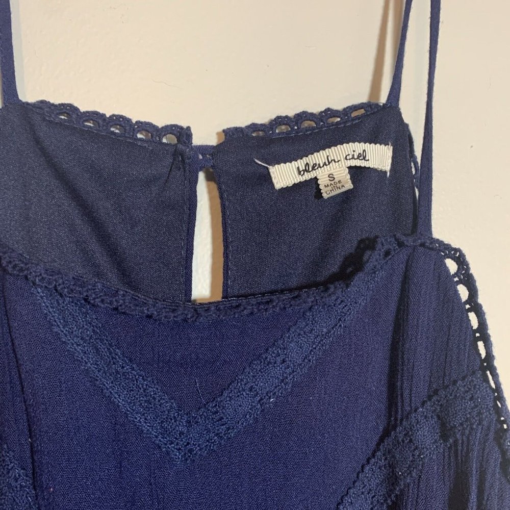 Girls Bleu Ciel Navy Blue Casual Dress size Small. Stretchable On Waist